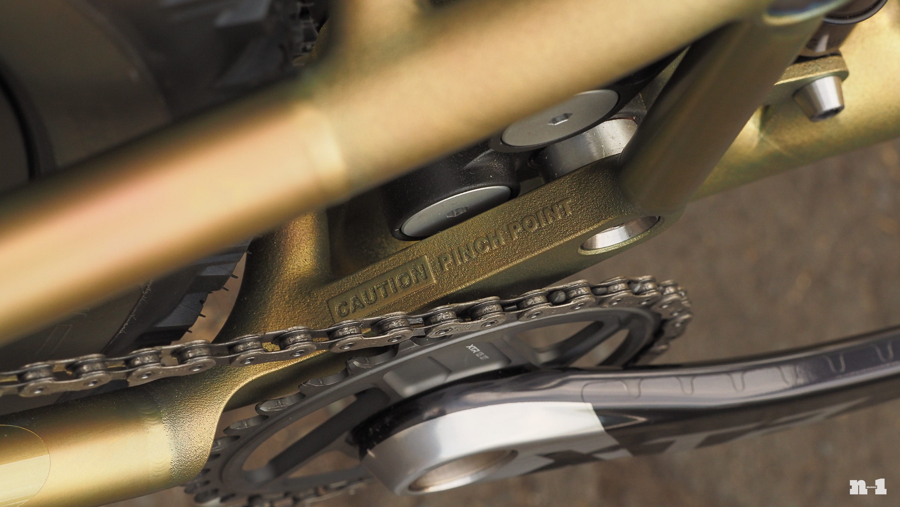 Firefly full-suspension titanium prototype pinch point