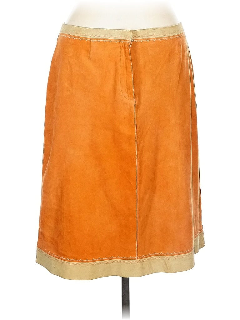 Philosophy di Alberta Ferretti 100% Leather Color Block Orange Leather Skirt Size 10 (estimated) - photo 1 Philosophy di Alberta Ferretti 100% Leather Color Block Orange Leather Skirt Size 10 (estimated) - photo 1