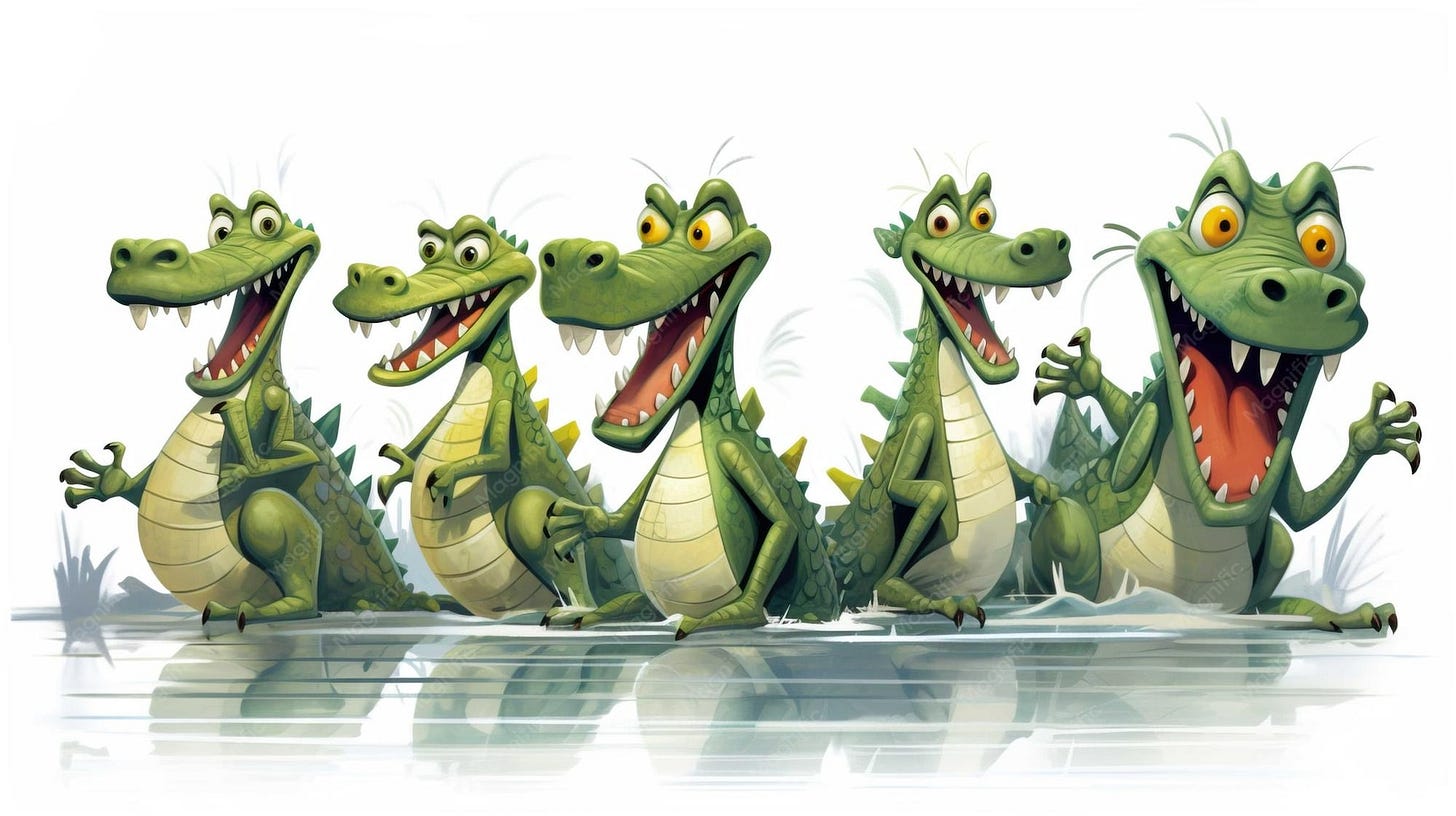 Premium Photo | Cartoons crocodiles on white background Generate AI Premium Photo | Cartoons crocodiles on white background Generate AI