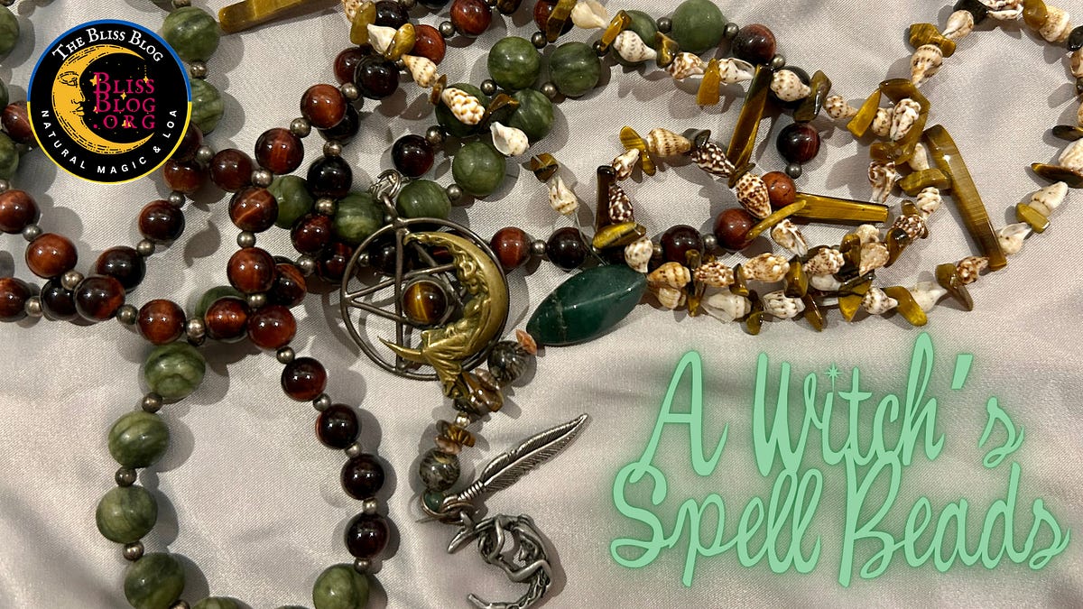 Witch jewelry DIY beads necklace with pentacle and crystals