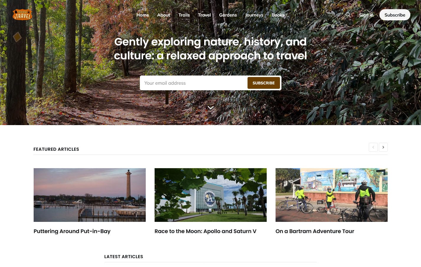 Screenshot of website trailsandtravels.com