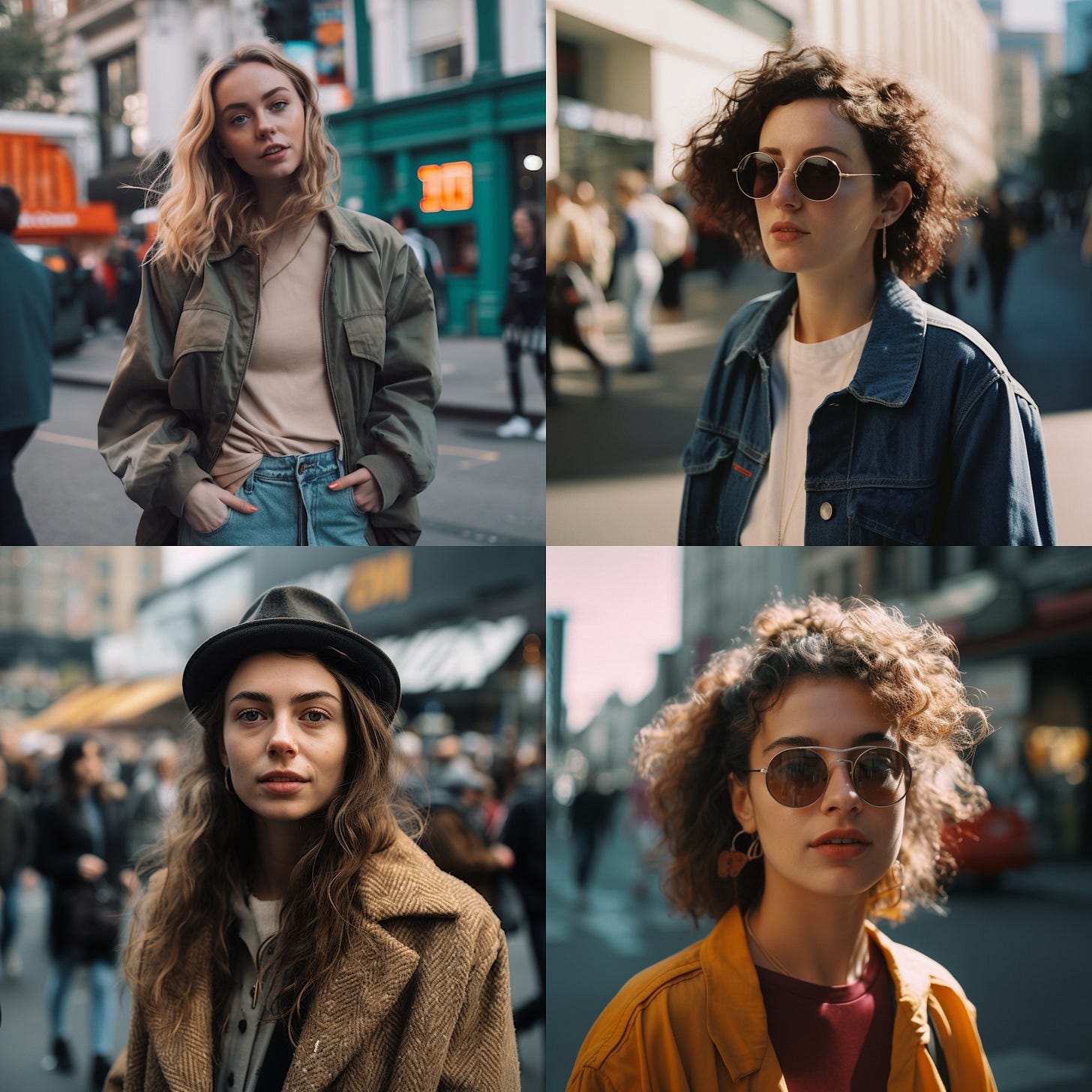 street style photo of a woman, shot on CineStill 800T --seed 1 --v 5