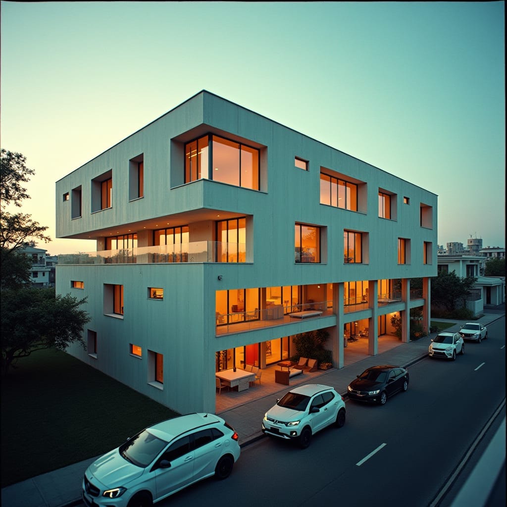 Modern Jamaican prefab home with 15 bedrooms, sleek and bold design, situated in a bustling city area