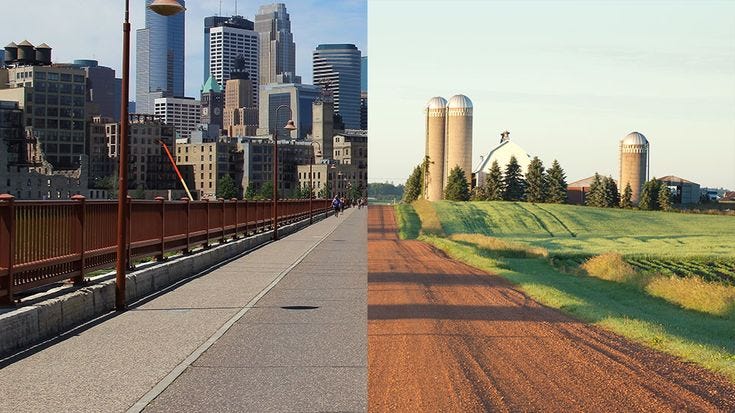 This may contain: two different views of the same street and bridge