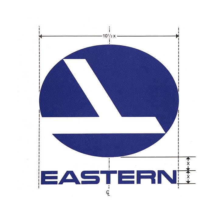 Various logo lock-ups for Eastern Airlines by Lippincott & Margulies, 1964