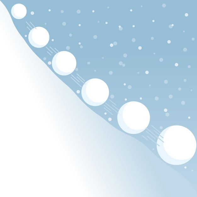 Snow ball effect.Snowball rolling down the mountain.Winter ...