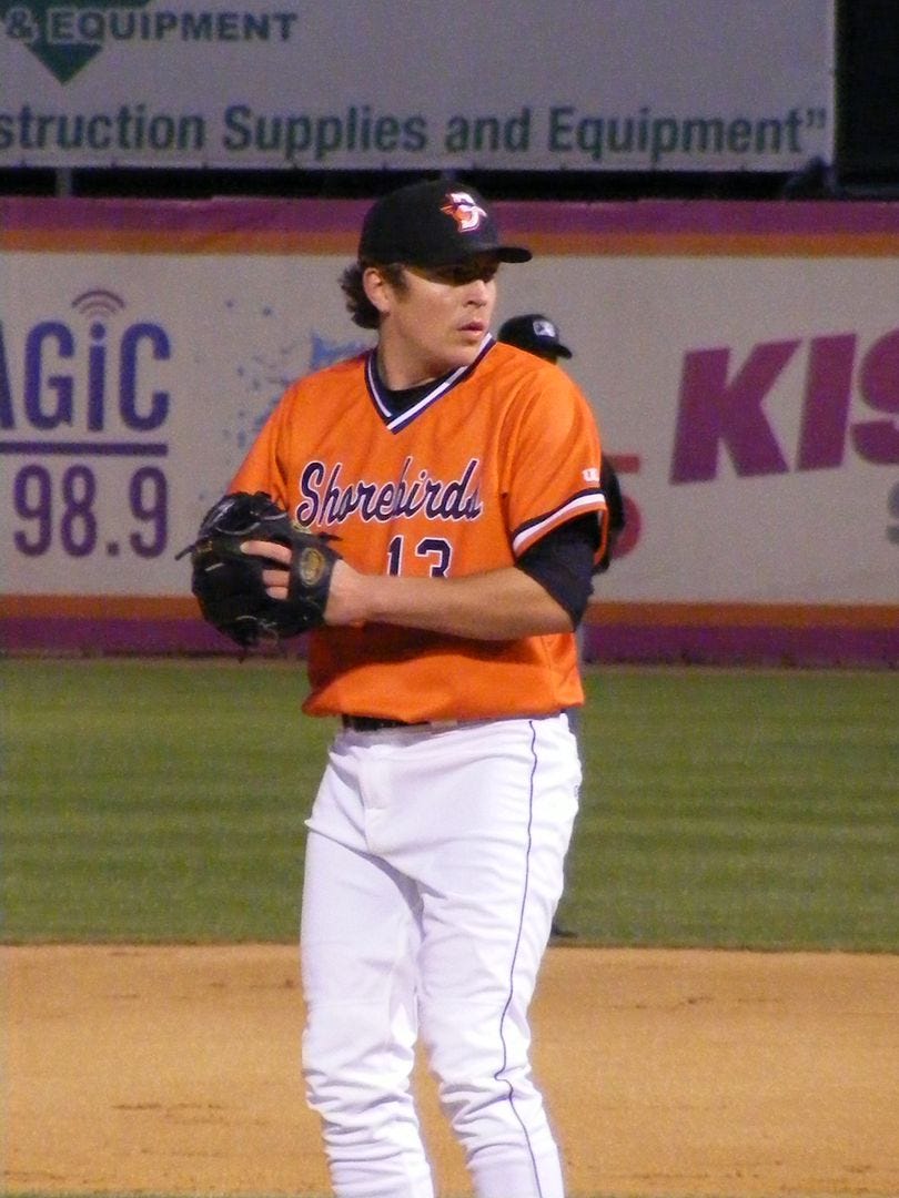 Jimmy Yacabonis pitching on Opening Night. Jimmy Yacabonis pitching on Opening Night.