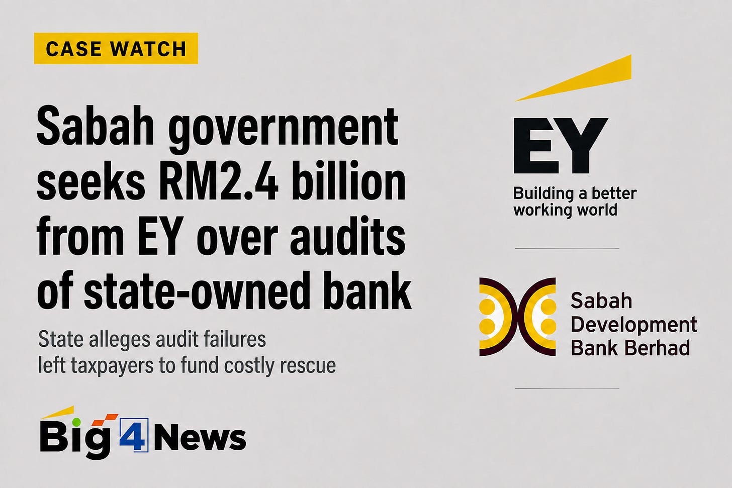 Sabah sues EY for RM2.4 billion over audits of state-owned bank Sabah sues EY for RM2.4 billion over audits of state-owned bank