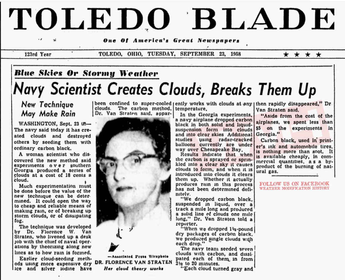 ET AVIS KLIPP FRA 23 SEPT 1958 DER US MILITARY LAGER KUNSTIGE SKYER.