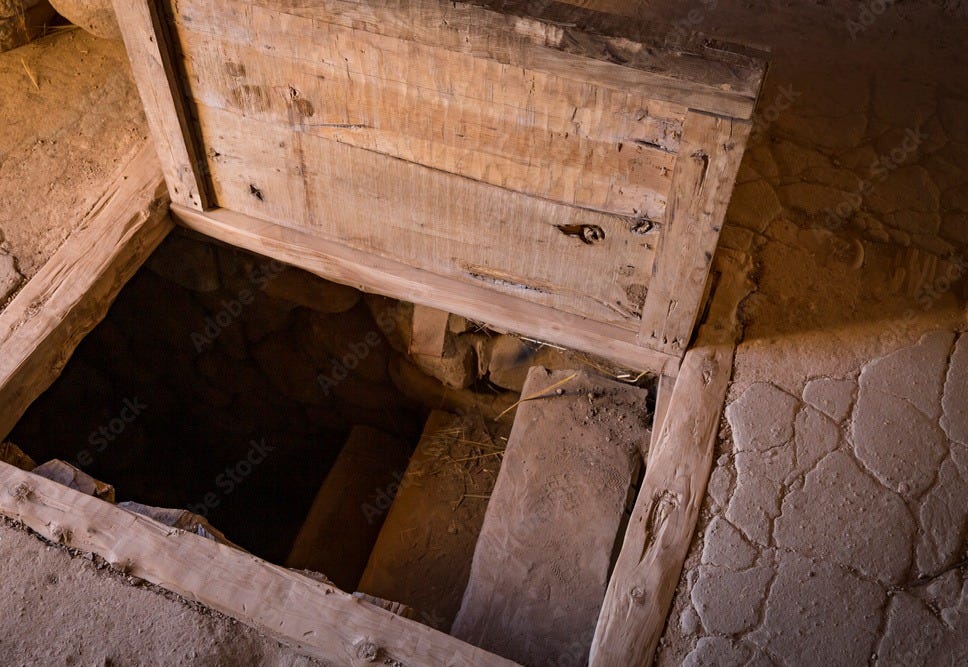 Poster ancient wooden open trapdoor in a rustic house – Wall Art | UkPosters