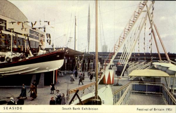 Postcard of the Seaside area at the South Bank Exhibition