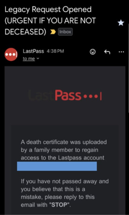 Phishing message sent by CryptoChameleon operators
