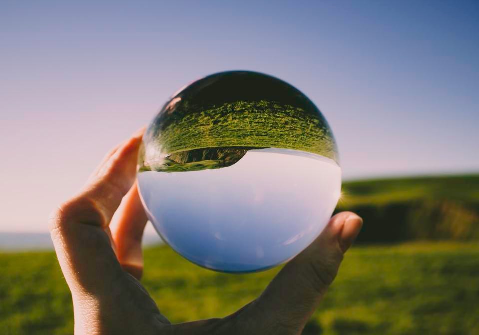 Crystal photography ball showing the beauty of St Bees Head