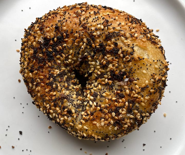 Bottom of the plain bagel and everything bagel