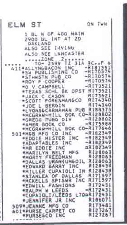 Occupants at 411 & 501 Elm Street, Dallas, 1963