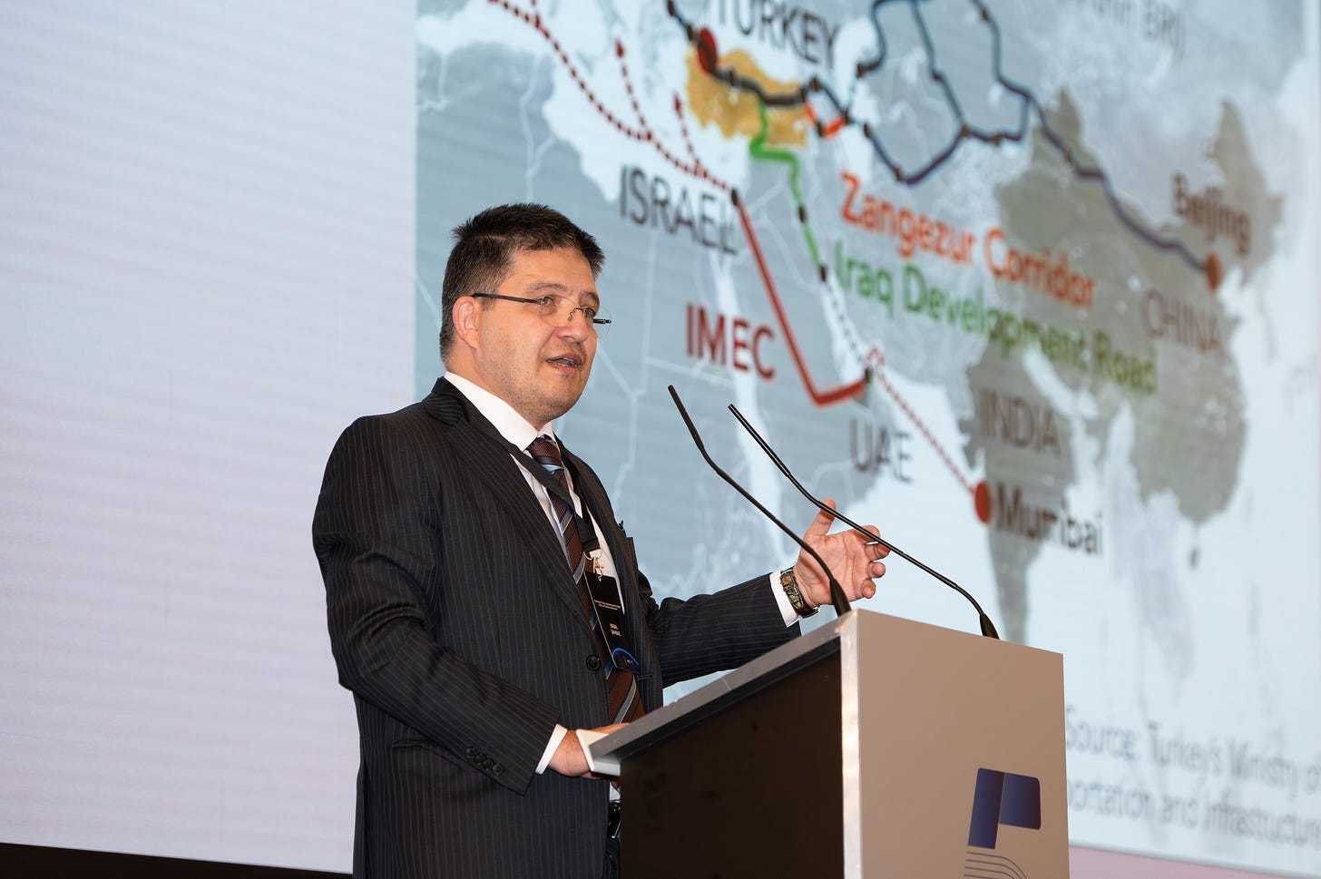 TURKEY 
ISRAEL 
Zangezur Corridor . CHINAY 
Vtrag Development Rond 
IMEC 
INDIA 
DAE 
Mumbai 
Source Turkey's Wiristy o 
pitation and intestuctur 