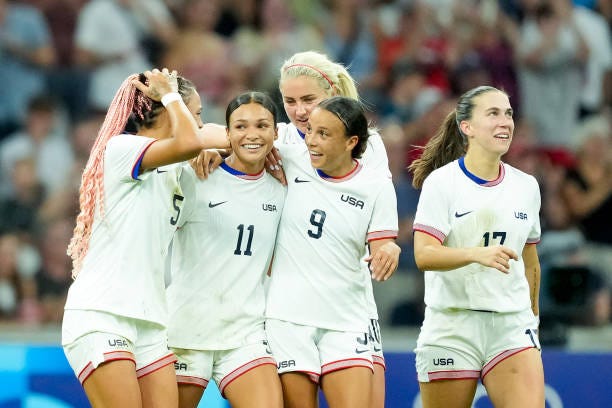 Sophia Smith of the United States celebrates with teammates after scoring her team's third goal during the Women's group B match between United... Sophia Smith of the United States celebrates with teammates after scoring her team's third goal during the Women's group B match between United...