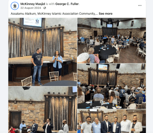 Townhall with neighbors in 2023 discussing the new mosque project that was facilitated by past mayor George fuller Townhall with neighbors in 2023 discussing the new mosque project that was facilitated by past mayor George fuller