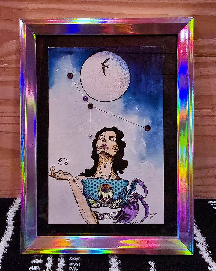 Astrology-themed drawings by Captain Erica, 2025.