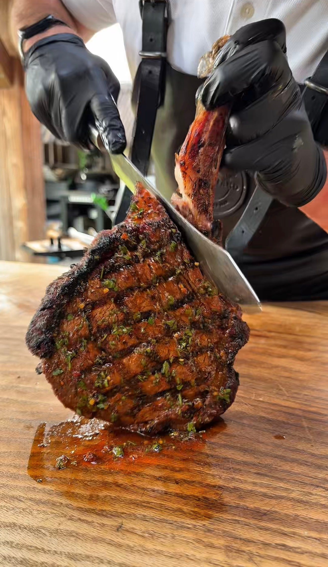 REVERSE SEARED TOMAHAWK RIBEYE WITH CRISPY CHILI BUTTER