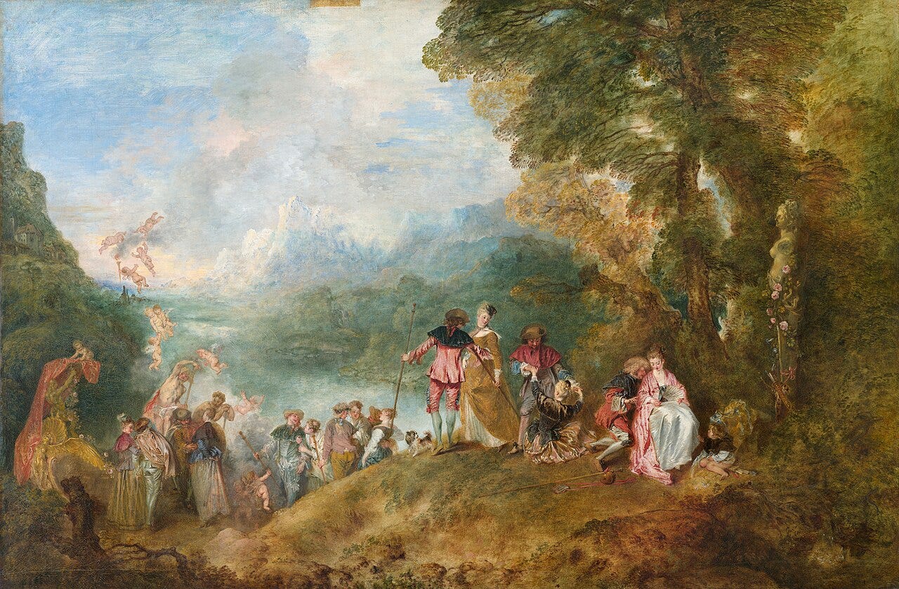 Jean Antoine Watteau, The Embarkation for Cythera, 1717, Musée du Louvre, Paris Jean Antoine Watteau, The Embarkation for Cythera, 1717, Musée du Louvre, Paris