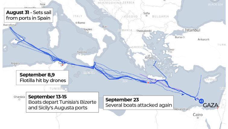 Tracking the Global Sumud Flotilla Tracking the Global Sumud Flotilla