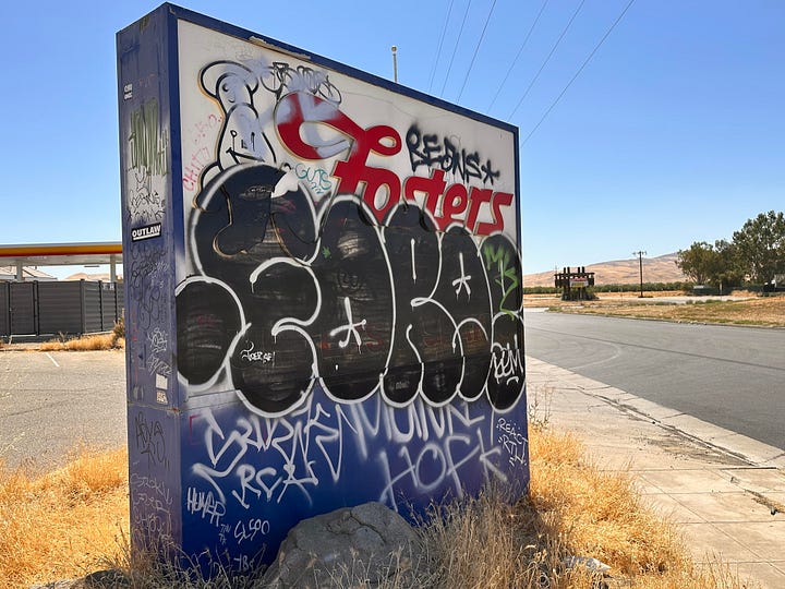 A gutted out Fosters Freeze restaurant on I 5 in Fresno Country