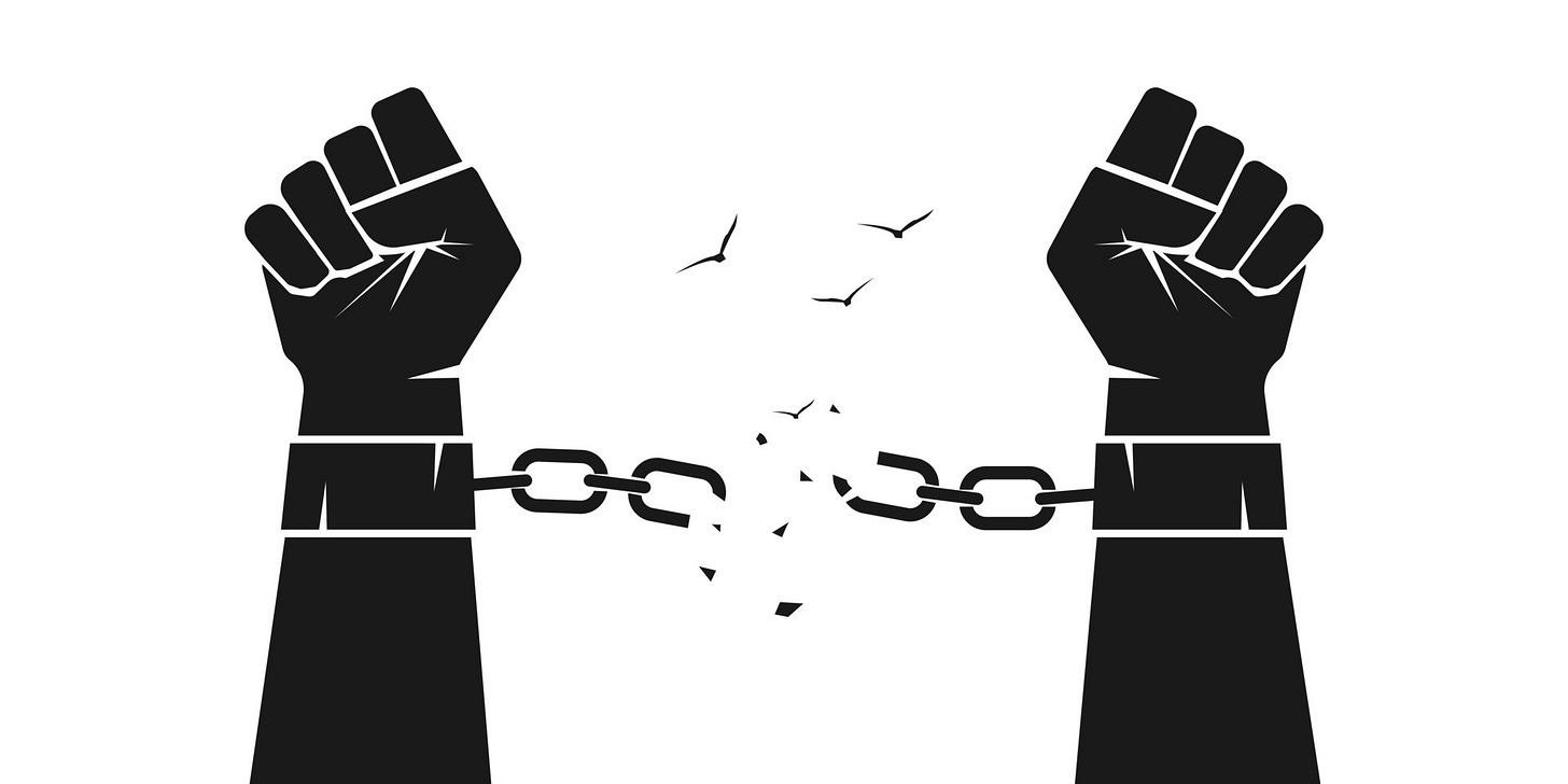 Hands are breaking steel handcuffs. Broken chains, shackles. Freedom  concept. Isolated vector illustration. 18783978 Vector Art at Vecteezy