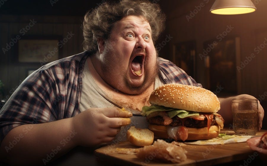 man eating a burger, closeup view. Generative AI Stock Illustration | Adobe Stock
