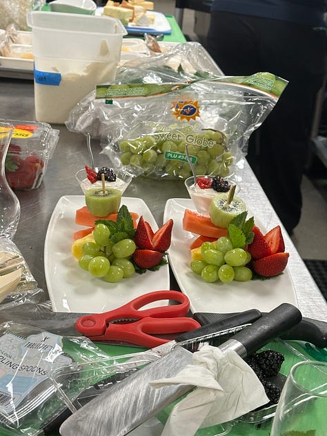 prepping food at the Loews International Hotel