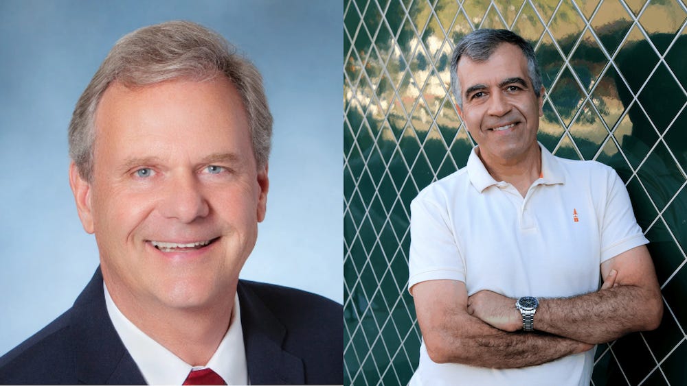 San Diego County Supervisor Jim Desmond, left, announced he will run for the 48th Congressional District seat on Friday. He was running against Rep. Mike Levin (D-CA) for the 49th until Rep. Darrell Issa (R-Vista) announced his retirement. Vista Republican Armen Kurdian, right, will run against Levin. Steve Puterski image