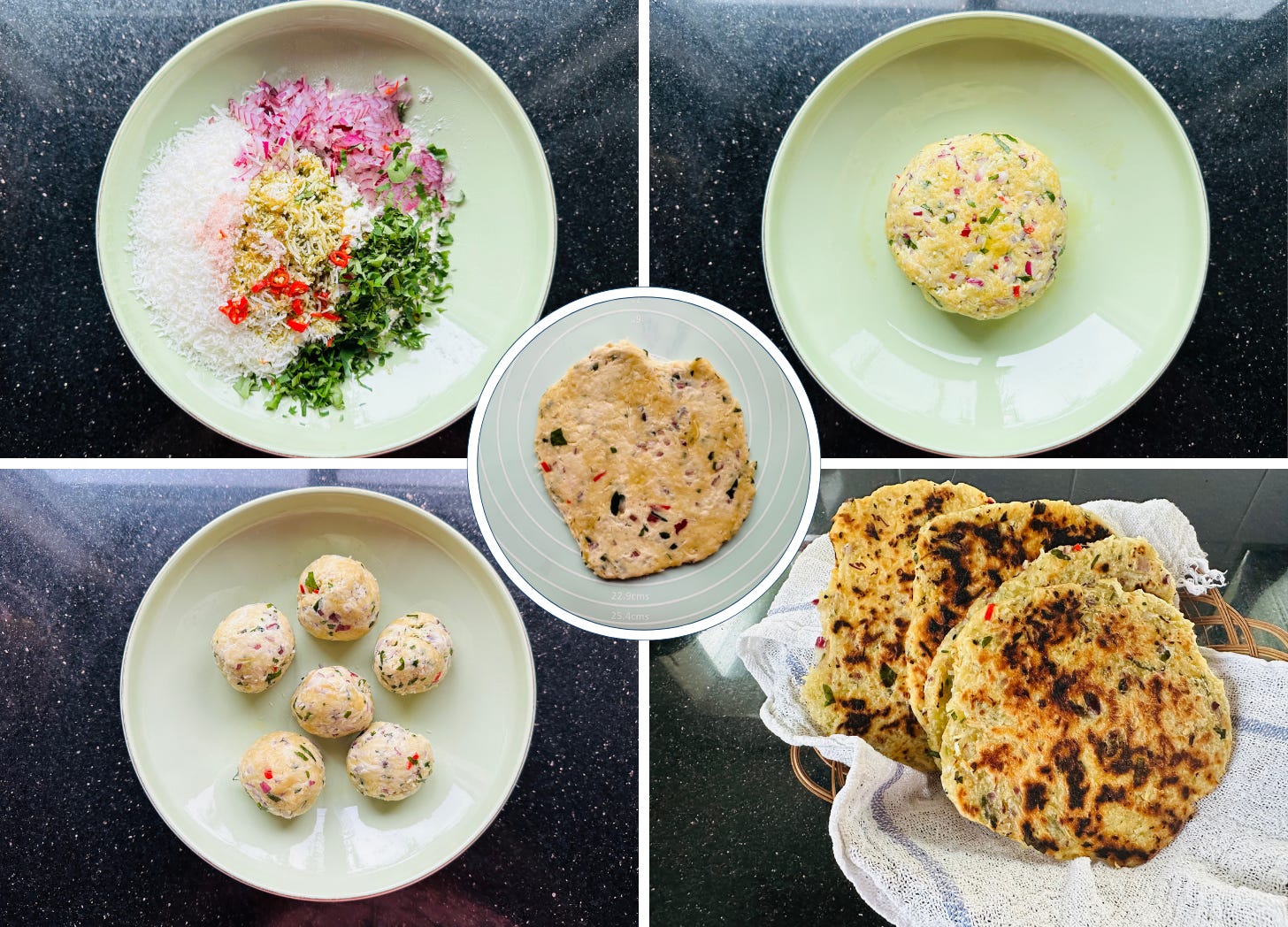 Sri Lankan coconut and curry leaf roti