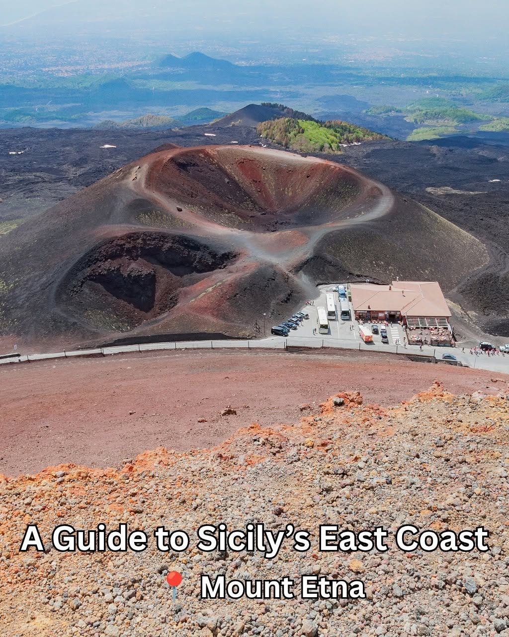 May be an image of crater and text that says 'A Guide to Sicily' 's East Coast Mount Etna'
