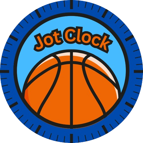 Jot Clock's logo, a basketball surrounded by a clock face.
