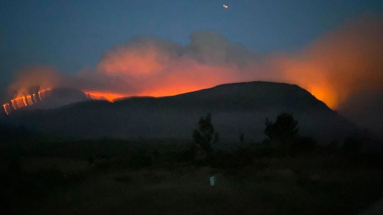 The wildfire blazed through the night. Pic: RSPB Scotland/PA