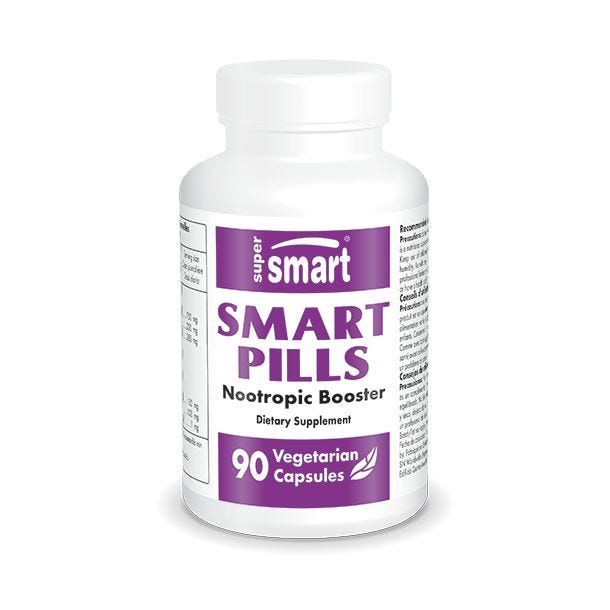 Smart Pills | GMO & Gluten Free | Best Nootropic Supplement - Brain Booster - Caffeine & L-theanine | 60 Vegetarian Capsules - SuperSmart