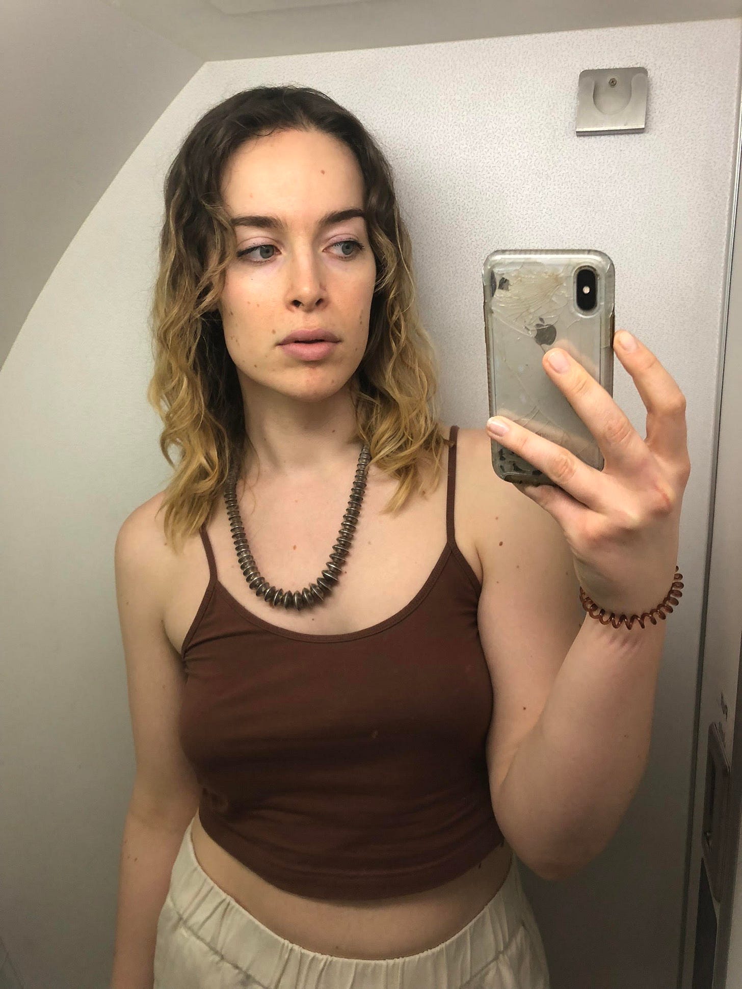 Harron Walker selfie in an airplane bathroom Harron Walker selfie in an airplane bathroom