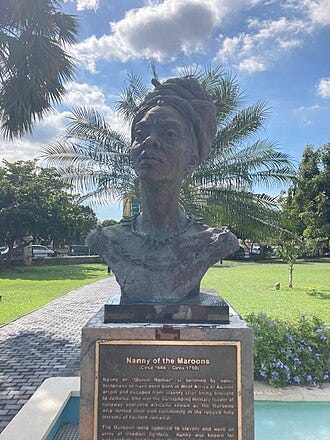 Bust of Nanny of the Maroons in Emancipation Park in Kingston, Jamaica