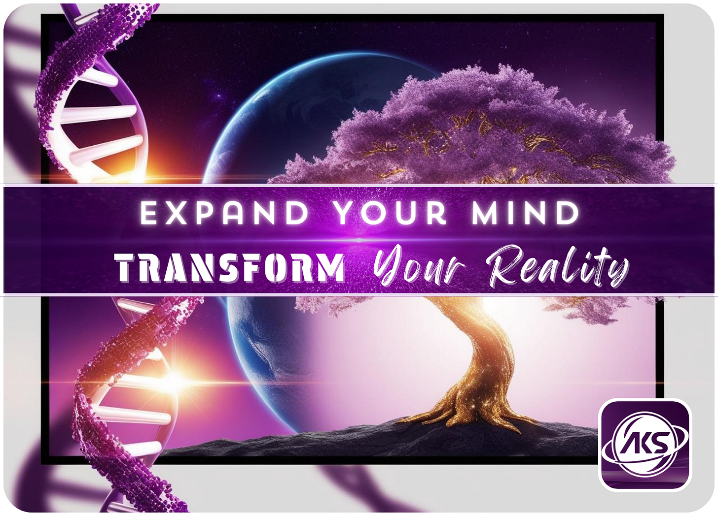 DNA helix, glowing tree, and two versions of Earth, symbolizing perception and reality.