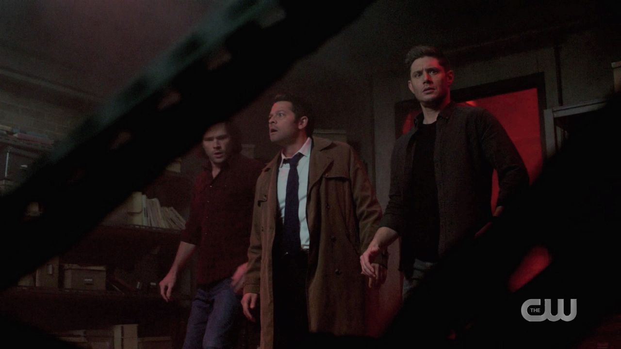 Dean Sam Winchester Castiel find malak box exploded with demon jack in the box Dean Sam Winchester Castiel find malak box exploded with demon jack in the box