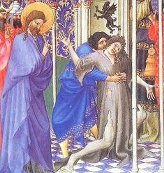 Jesus drives out a demon or unclean spirit, from the 15th-century Très Riches Heures (Public Domain) Jesus drives out a demon or unclean spirit, from the 15th-century Très Riches Heures (Public Domain)