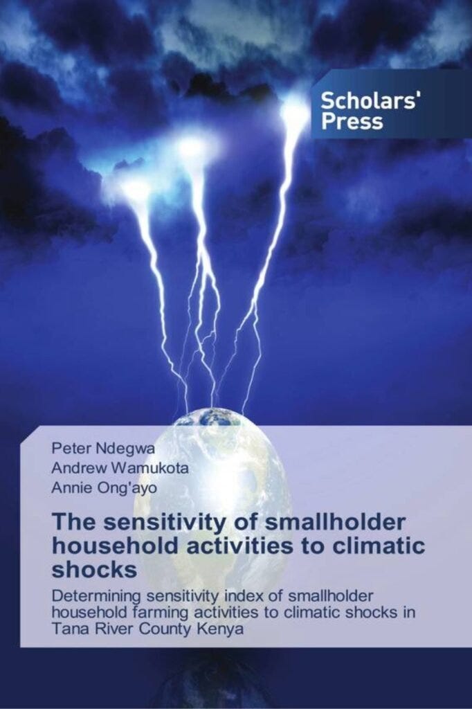 Cover of the book The sensitivity of smallholder household activities to climatic shocks by Peter Ndegwa, Andrew Wamukota and Annie Ong’ayo, Scholars’ Press Cover of the book The sensitivity of smallholder household activities to climatic shocks by Peter Ndegwa, Andrew Wamukota and Annie Ong’ayo, Scholars’ Press