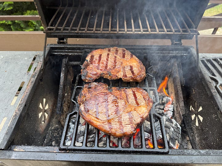 Sausages and steak in Poland. 