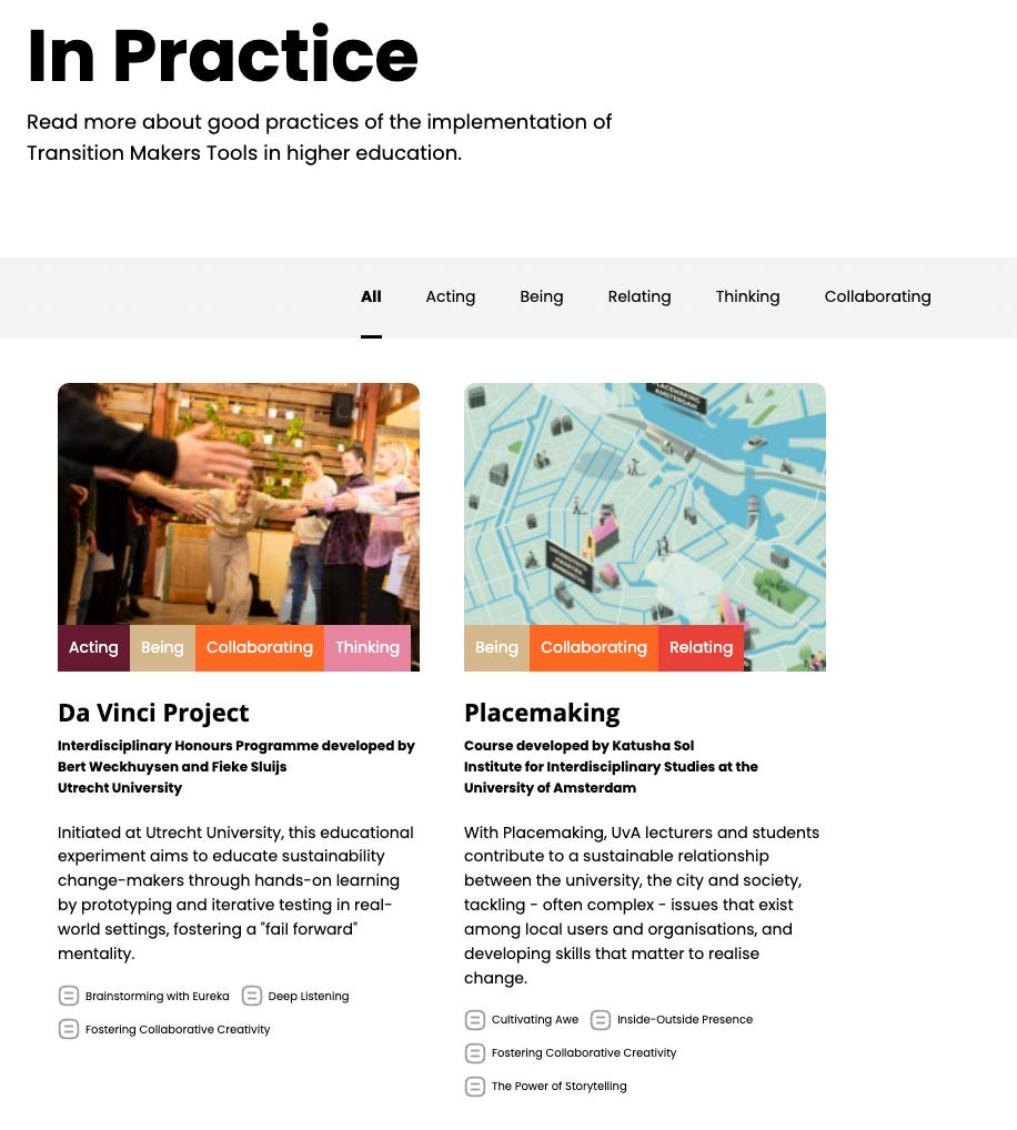 In Practice page on transitionmakers.nl