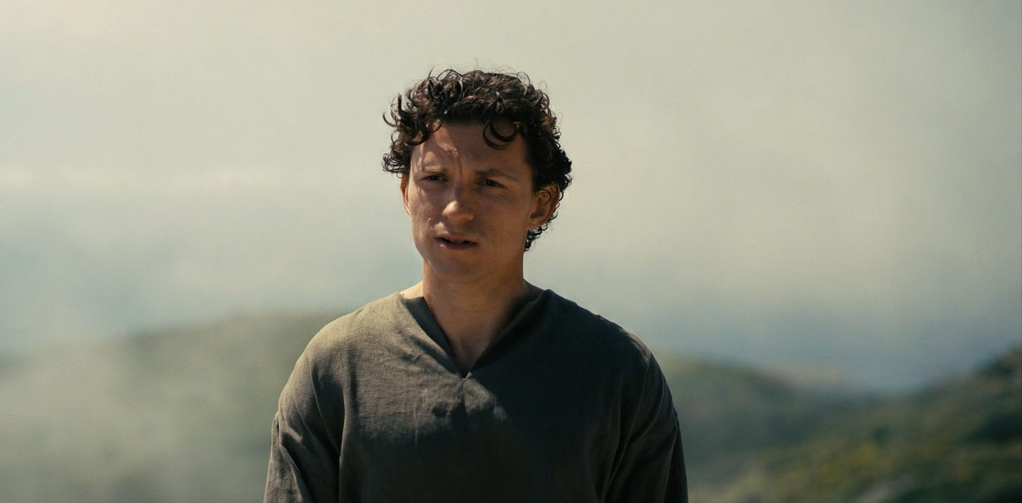 Tom Holland as Telemachus in The Odyssey by Christopher Nolan. Tom Holland as Telemachus in The Odyssey by Christopher Nolan.