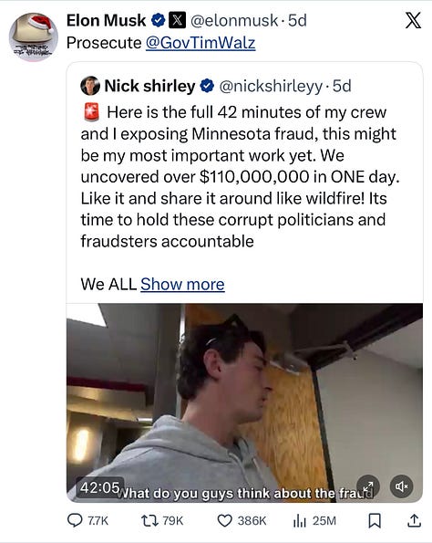 Screenshots showing X posts about Nick Shirley’s video. 