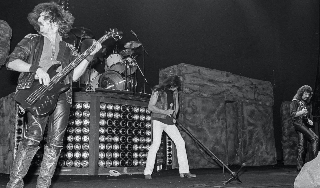 Black Sabbath performing on the Born Again tour featuring the infamous  Stonehenge stage set : r/ClassicRock