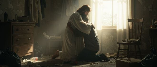 The current image has no alternative text. The file name is: vecteezy_jesus-kneeling-with-another.jpg The current image has no alternative text. The file name is: vecteezy_jesus-kneeling-with-another.jpg