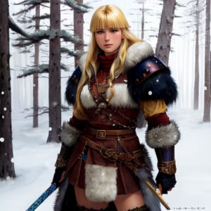 Female Berserker in Armor and Furs Female Berserker in Armor and Furs