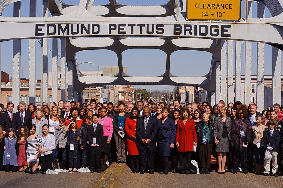 File:March 4, 2012 Administrator Jackson and community leaders complete the crossing of the Edmund Pettus Bridge in Selma, Alabama (6851045804).jpg
